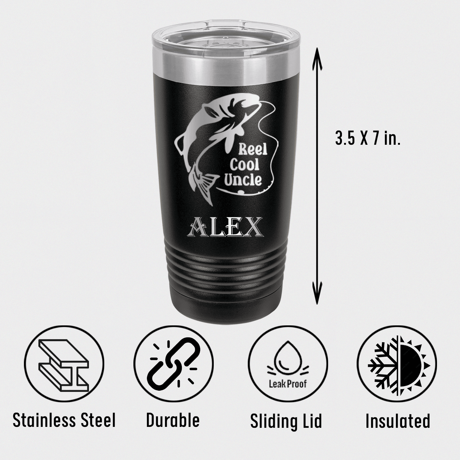 Unique Personalized Reel Cool Fishing Uncle Tumbler Customized Uncle Tumblers Gifts for Men by Groovy Guy