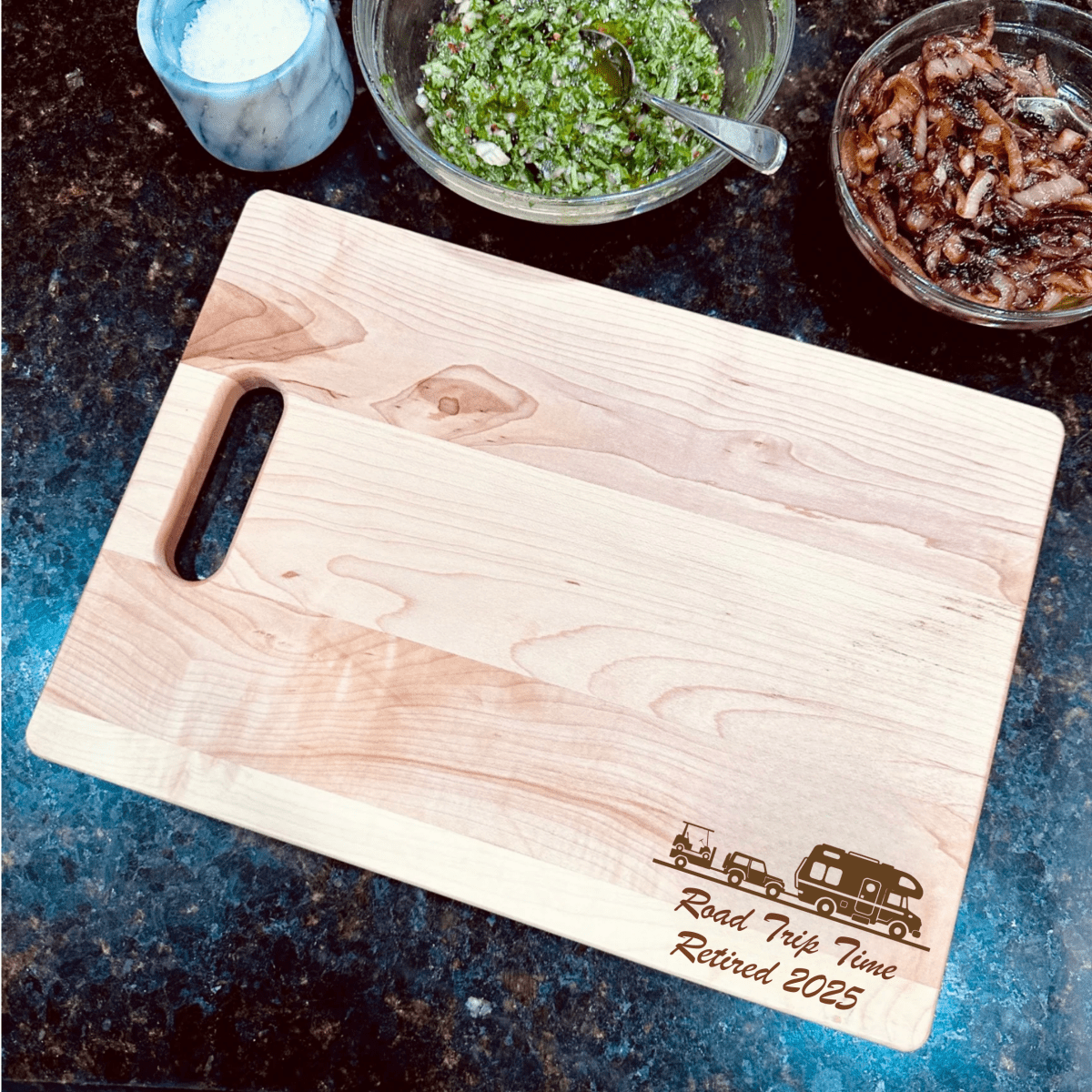 Unique Personalized Engraved Retirement Cutting Board Customized Cutting Board Gifts for Men by Groovy Guy