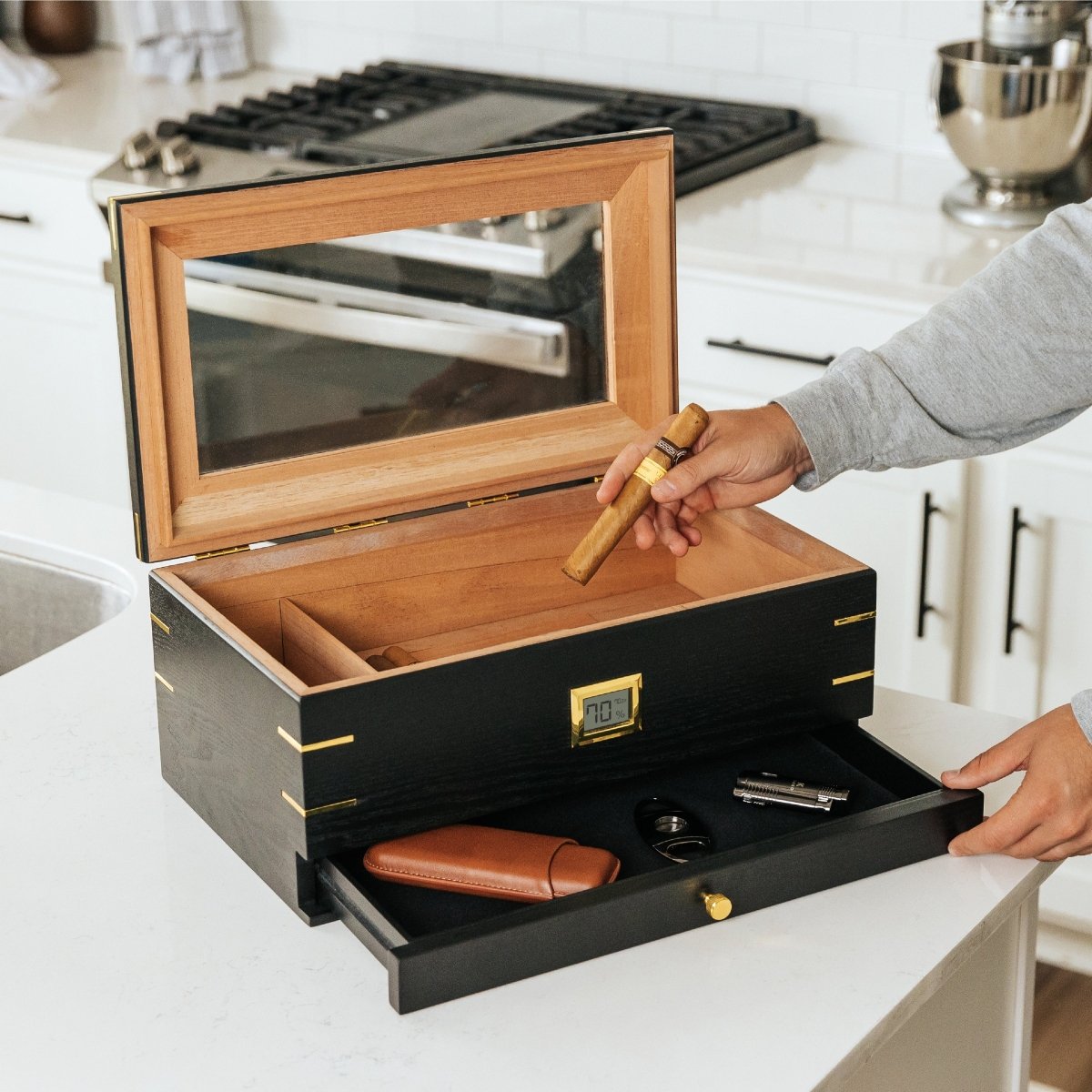 Unique Personalized Royal Glass Top Humidor Customized Humidor Gifts for Men by Groovy Guy