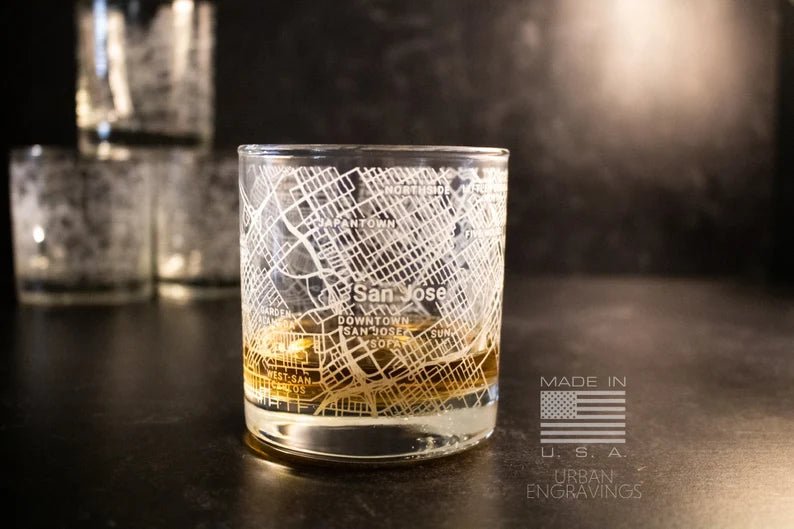 Unique Personalized City Map Rocks Glass Customized Whiskey Glass Gifts for Men by Groovy Guy