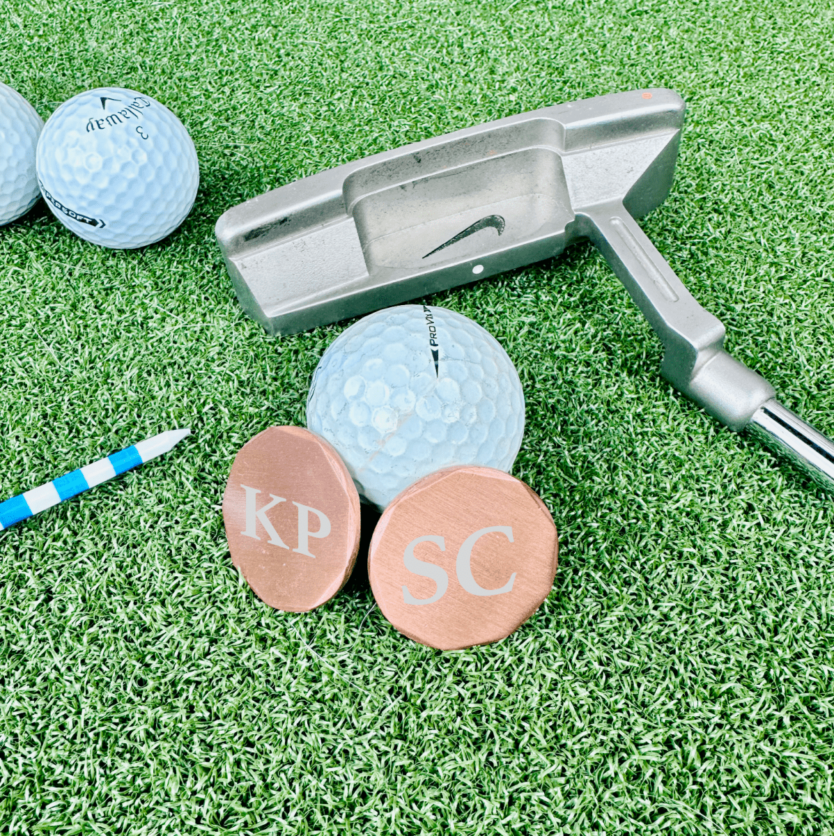 Unique Personalized Copper Links Custom Golf Ball Marker Customized Golf Gifts for Men by Groovy Guy