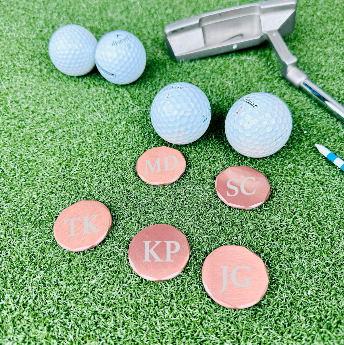 Unique Personalized Copper Links Custom Golf Ball Marker Customized Golf Gifts for Men by Groovy Guy