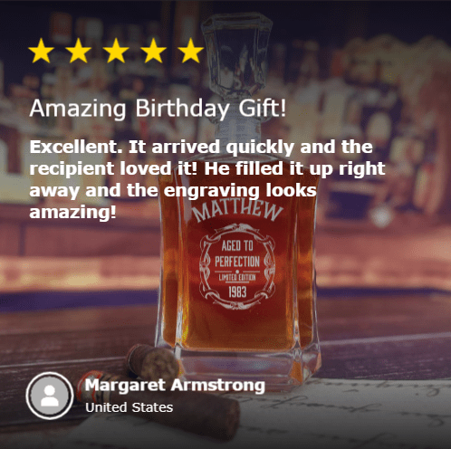 Unique Personalized Aged To Perfection Personalized Decanter Customized Birthday Gifts for Men by Groovy Guy