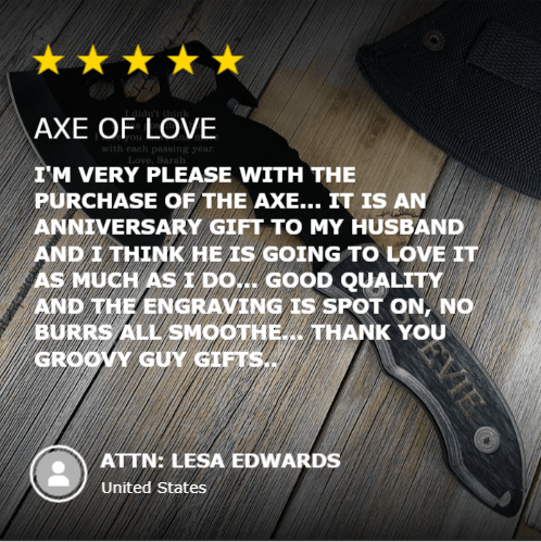 Unique Personalized Sentimental Engraved Axe of Love Customized Anniversary Gifts for Men by Groovy Guy