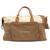 Brown and Taupe Canvas Weekend Travel Duffle