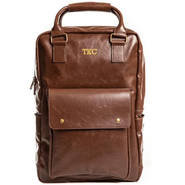 Unique Personalized Luxe Leather Laptop Backpack Customized Duffel Bags Gifts for Men by Groovy Guy