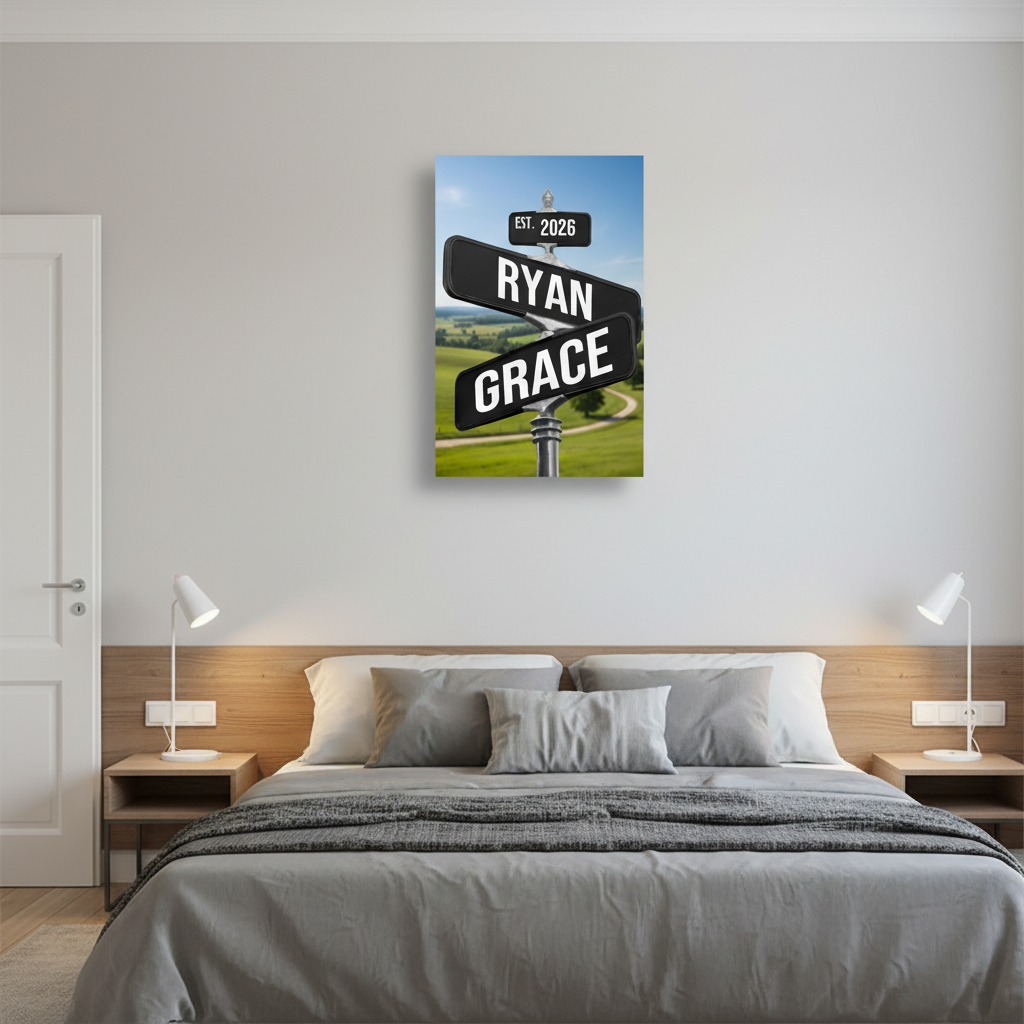 Loves Crossroads Canvas Sign