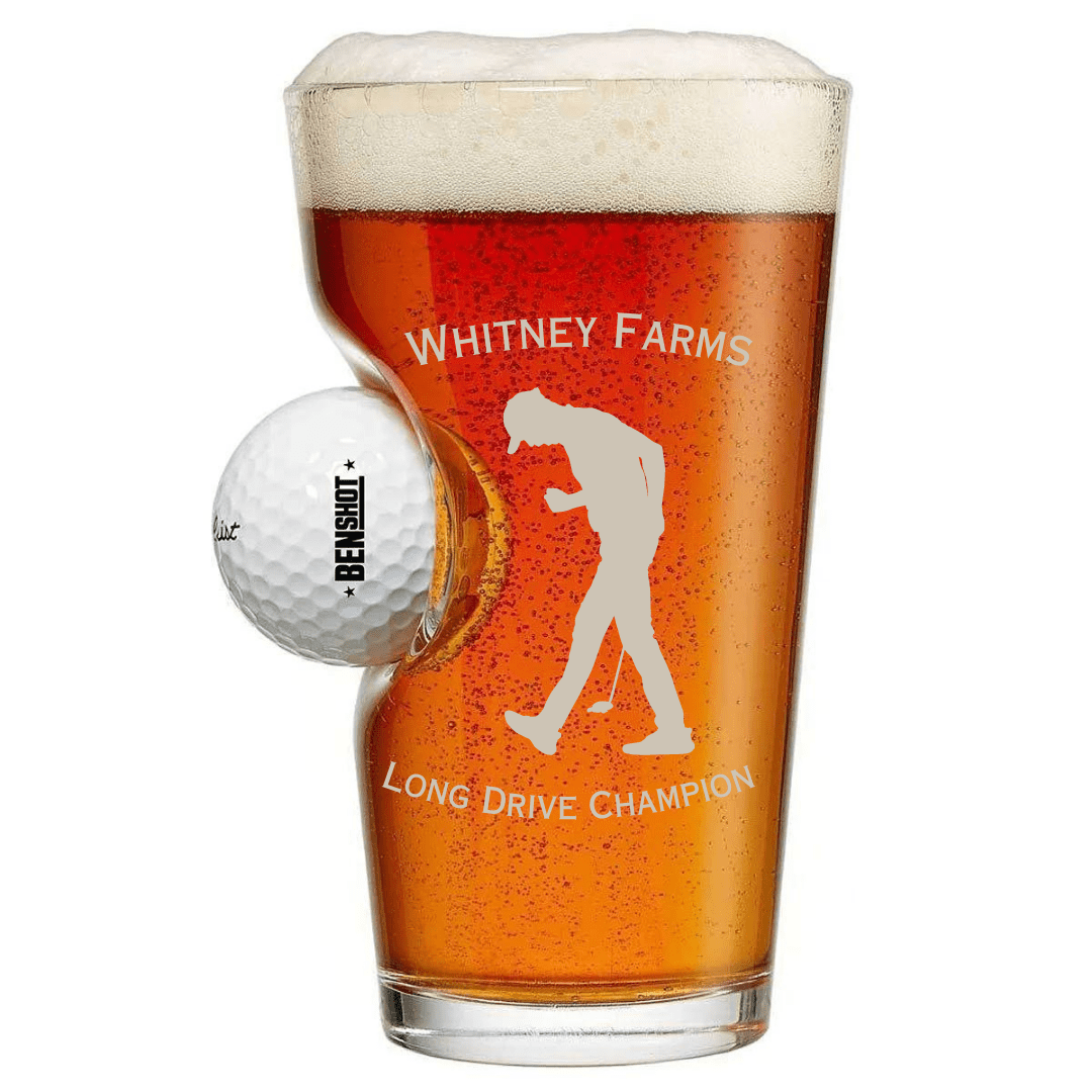 Unique Personalized Golf Tournament Golf Ball Pint Glass Customized Golf Outing Gifts for Men by Groovy Guy