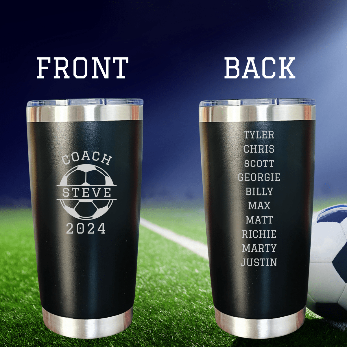 Unique Personalized Soccer Coach Tumbler Customized Tumbler Gifts for Men by Groovy Guy