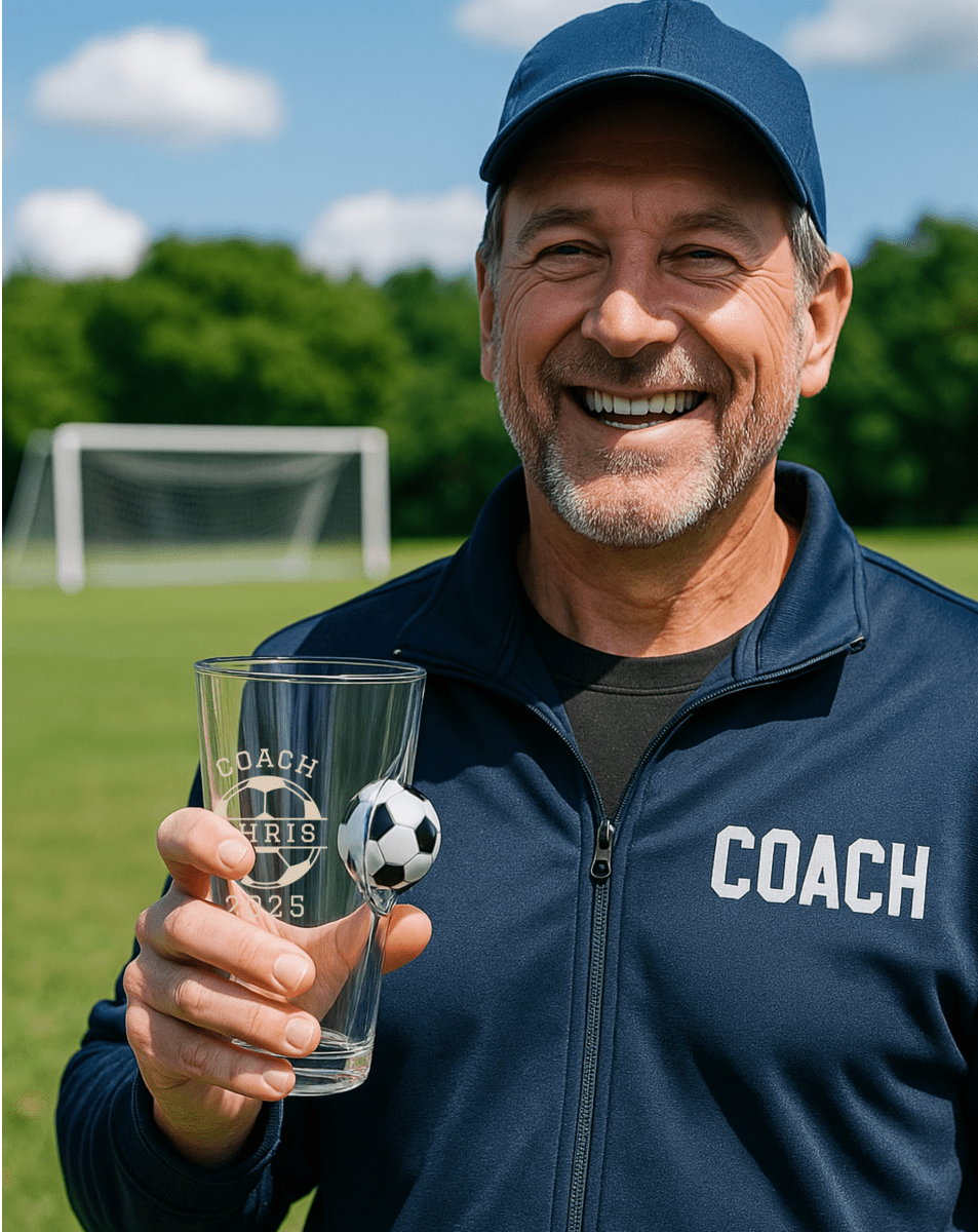 Unique Personalized Soccer Coach Trophy Glass Customized Soccer Gifts for Men by Groovy Guy