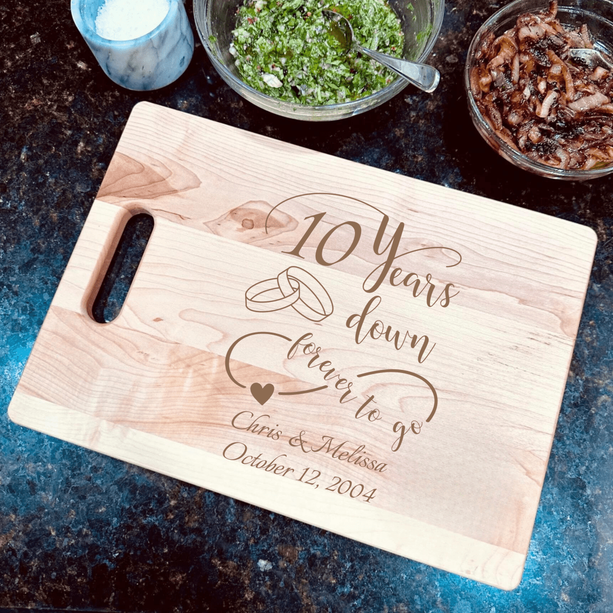 Unique Personalized Together Forever Cutting Board Customized Anniversary Gifts for Men by Groovy Guy