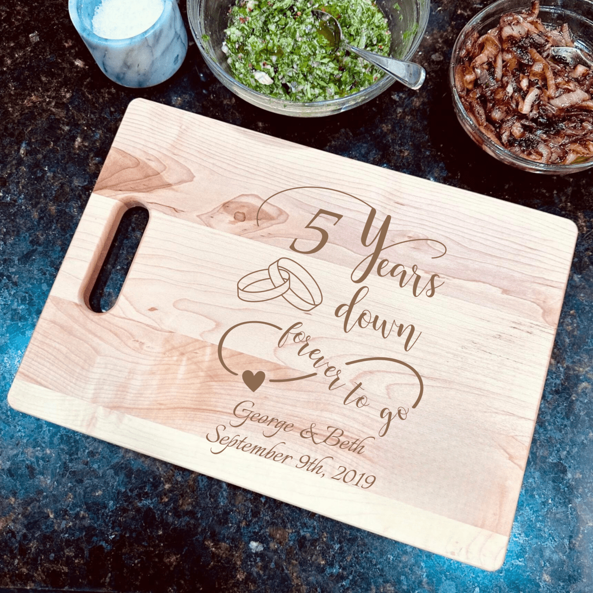 Unique Personalized Together Forever Cutting Board Customized Anniversary Gifts for Men by Groovy Guy