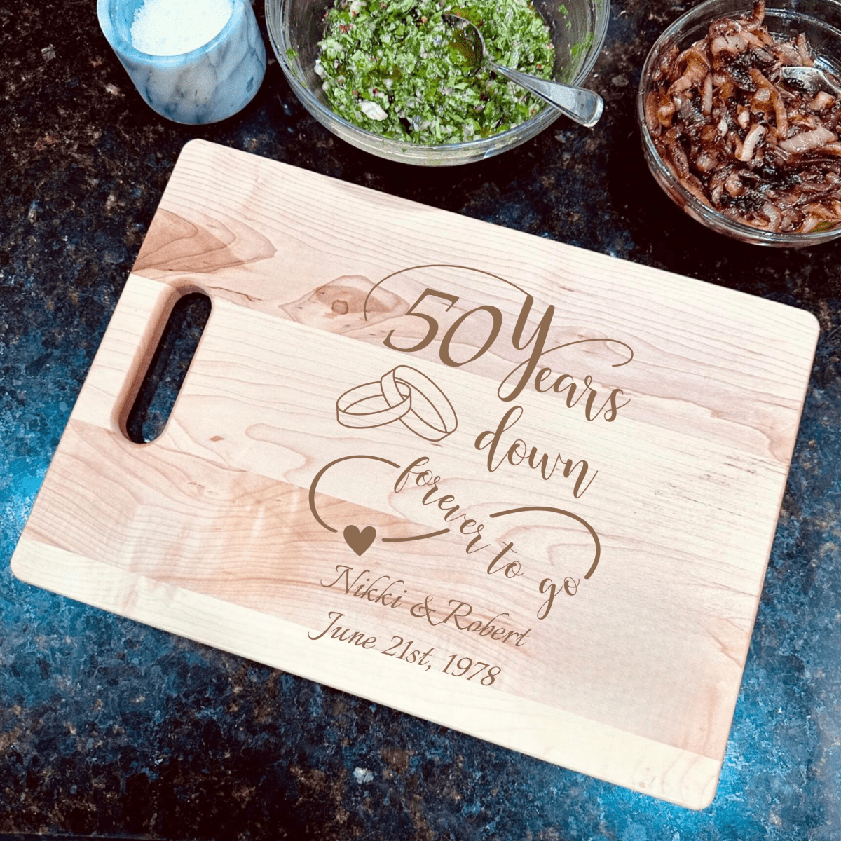 Unique Personalized Together Forever Cutting Board Customized Anniversary Gifts for Men by Groovy Guy