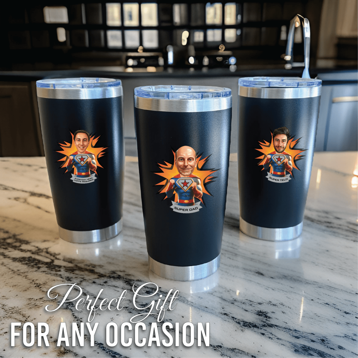 Unique Personalized Super Caricature Tumbler Customized Funny Tumblers Gifts for Men by Groovy Guy