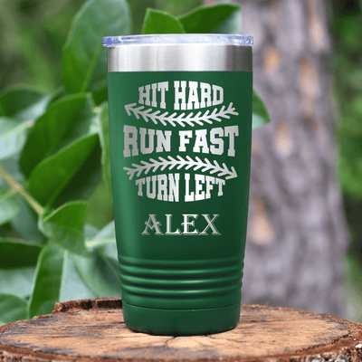 Green Baseball Tumbler With Swing For The Fences Design