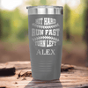 Grey Baseball Tumbler With Swing For The Fences Design