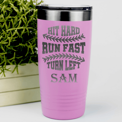 Pink Baseball Tumbler With Swing For The Fences Design