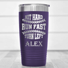 Purple Baseball Tumbler With Swing For The Fences Design
