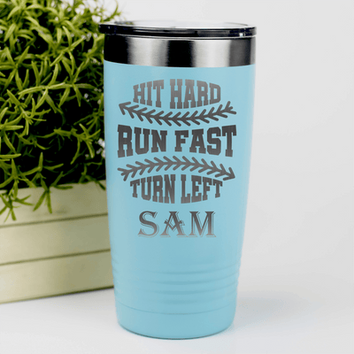 Teal Baseball Tumbler With Swing For The Fences Design