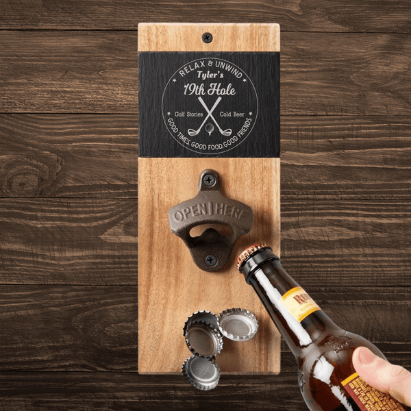 Custom Engraved Magnetic Bottle Opener | Wall-Mounted Cap Catcher