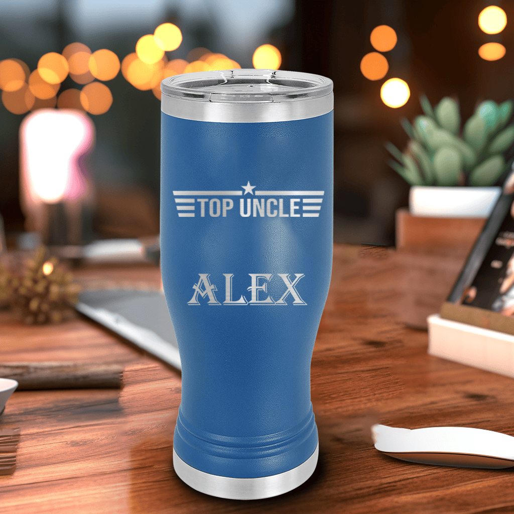 Blue Uncle Travel Mug With Handle With Top Uncle Design