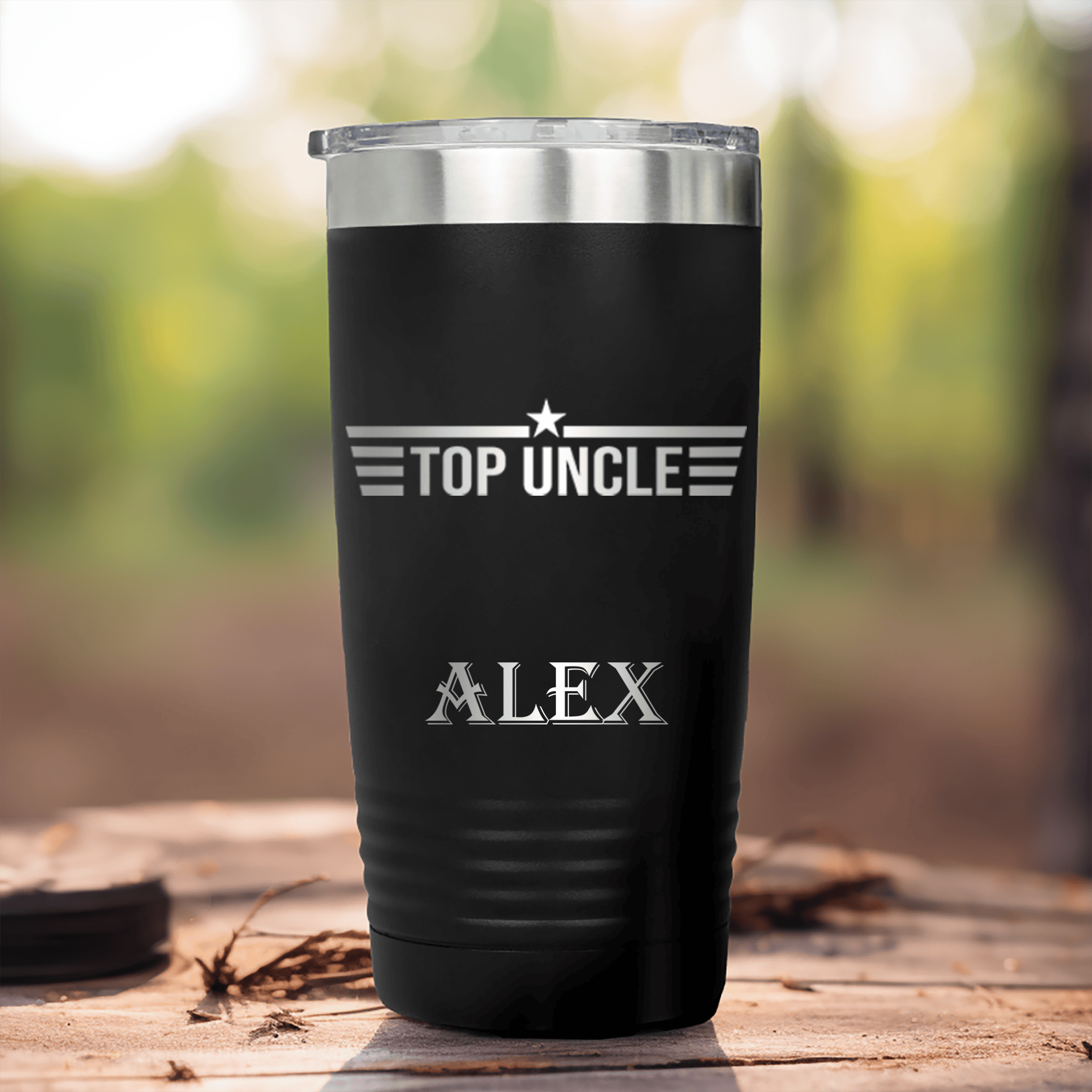 Black Uncle Tumbler With Top Uncle Design