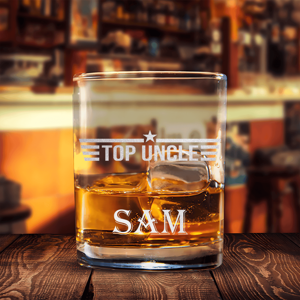Unique Personalized Top Uncle Whiskey Glass Customized Uncle Pint Glasses Gifts for Men by Groovy Guy