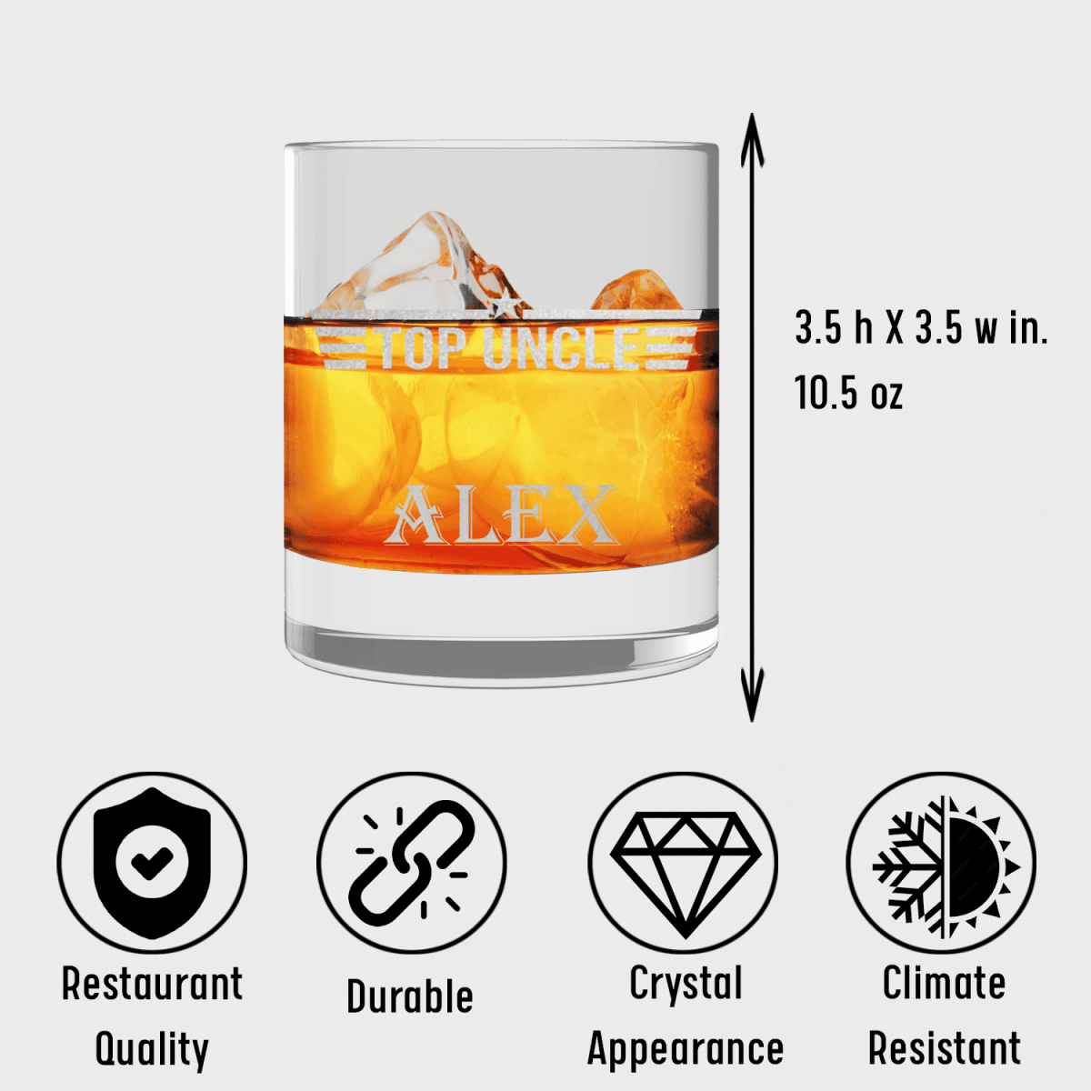 Unique Personalized Top Uncle Whiskey Glass Customized Uncle Pint Glasses Gifts for Men by Groovy Guy