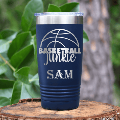 Navy Basketball Tumbler With Total Basketball Fanatic Design