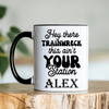 Black Funny Coffee Mug With Trainwreck Station Design