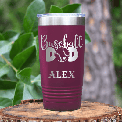 Maroon Baseball Tumbler With Ultimate Baseball Father Design