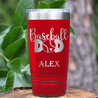Red Baseball Tumbler With Ultimate Baseball Father Design