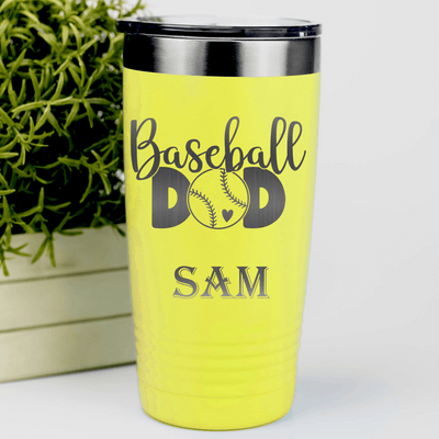 Yellow Baseball Tumbler With Ultimate Baseball Father Design