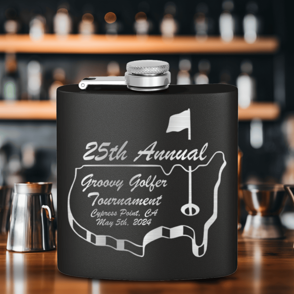 Black Golf Flask With Ultimate Golfers Tournament Design