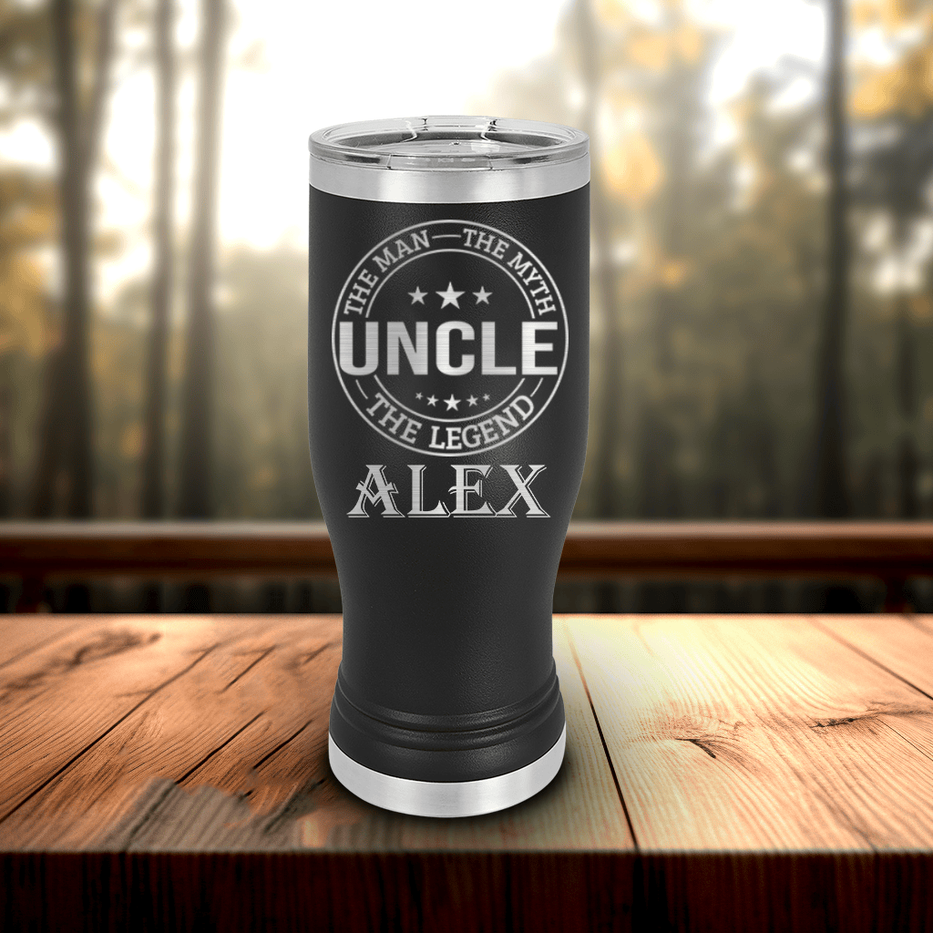 Black Uncle Travel Mug With Handle With Uncle Legend Design