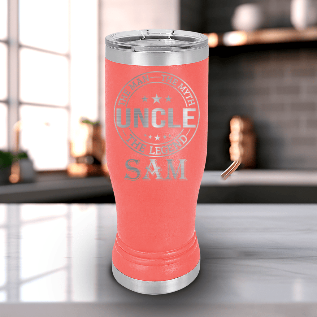 Coral Uncle Travel Mug With Handle With Uncle Legend Design