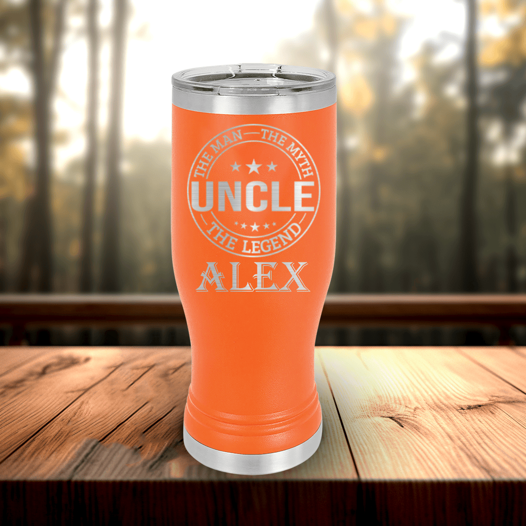 Orange Uncle Travel Mug With Handle With Uncle Legend Design