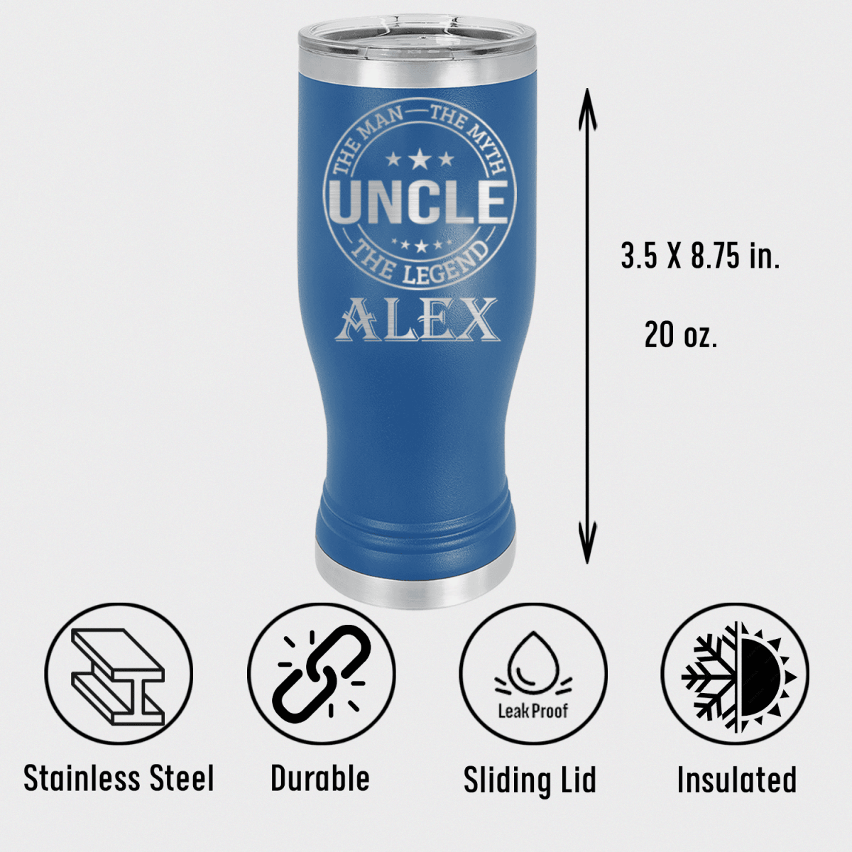 Unique Personalized Uncle Legend Pilsner Tumbler Customized Uncle Tumblers Gifts for Men by Groovy Guy