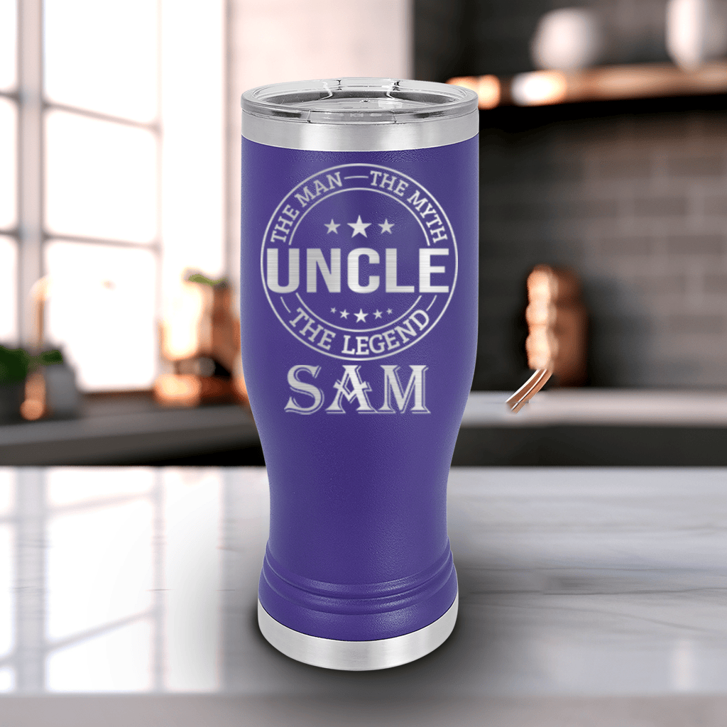 Purple Uncle Travel Mug With Handle With Uncle Legend Design