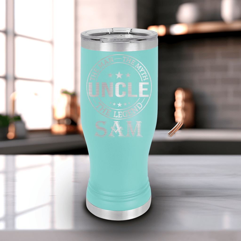 Teal Uncle Travel Mug With Handle With Uncle Legend Design