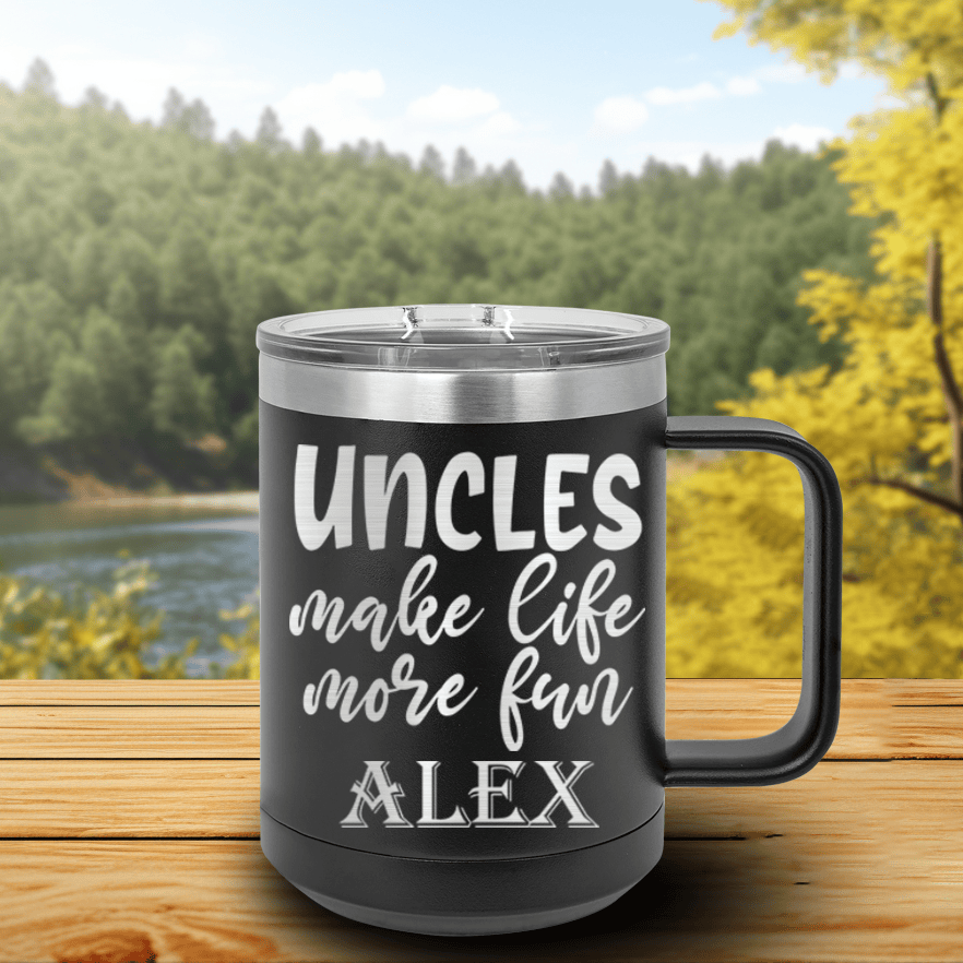 Black Uncle Mug Shaped Tumbler With Uncles Make Life Fun Design