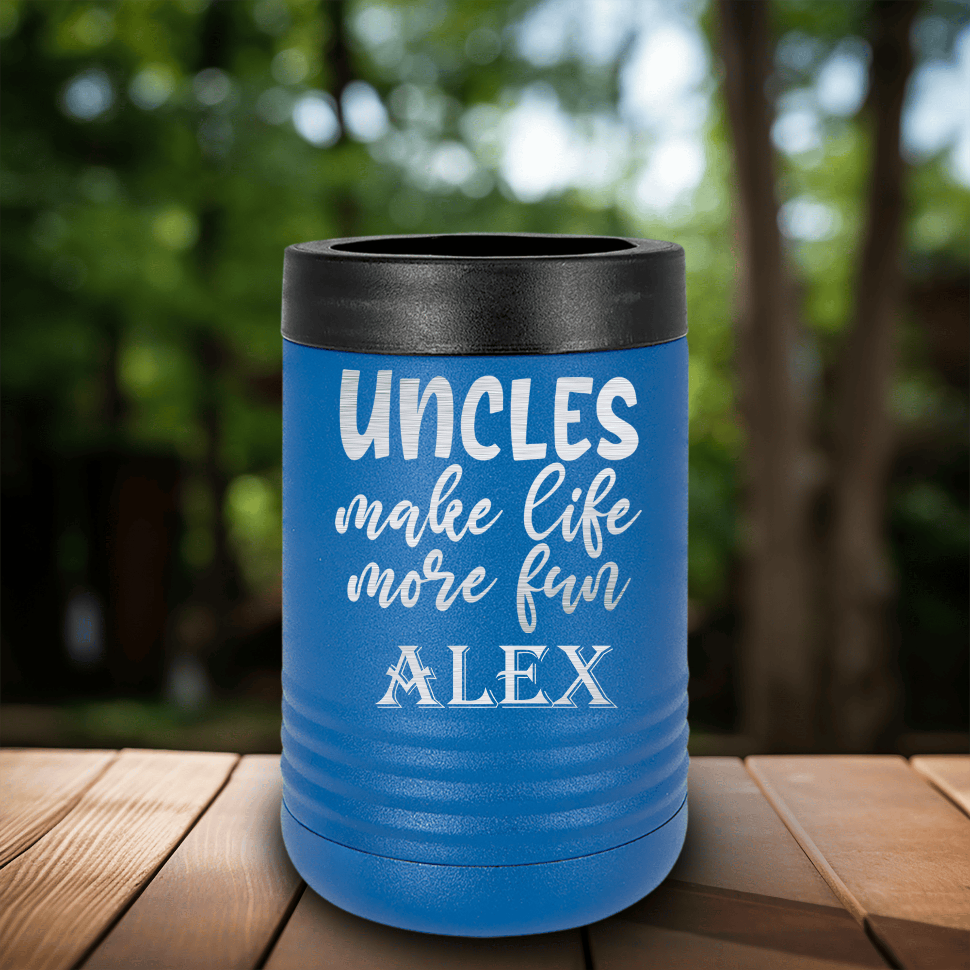 Blue Uncle Insulated Can Beverage Holder With Uncles Make Life Fun Design
