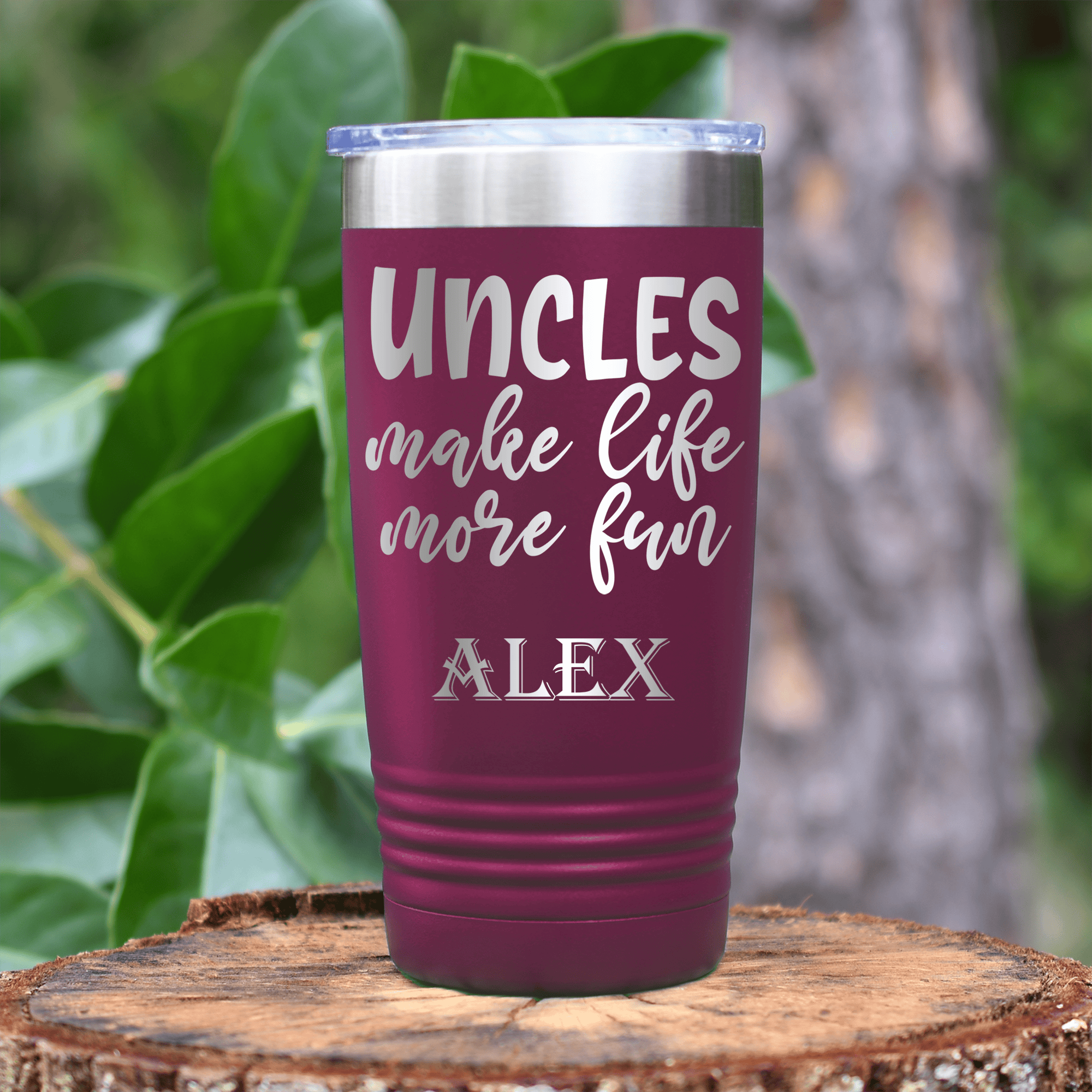 Maroon Uncle Tumbler With Uncles Make Life Fun Design