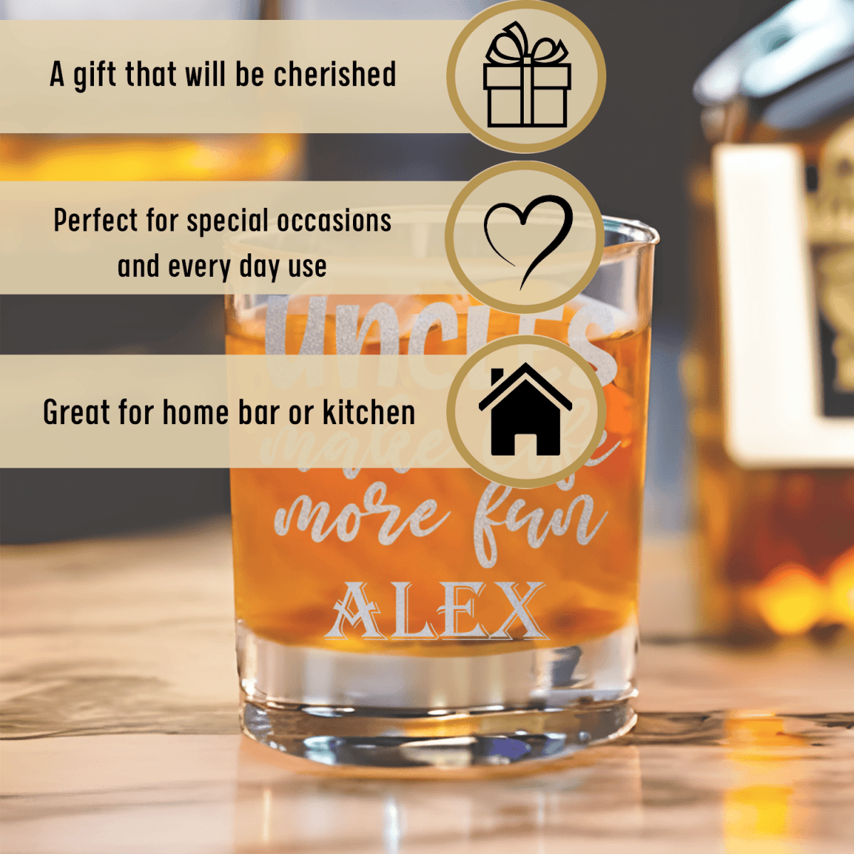 Unique Personalized Uncles Make Life Fun Whiskey Glass Customized Uncle Pint Glasses Gifts for Men by Groovy Guy