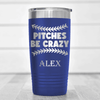 Blue Baseball Tumbler With Unpredictable Pitches Design