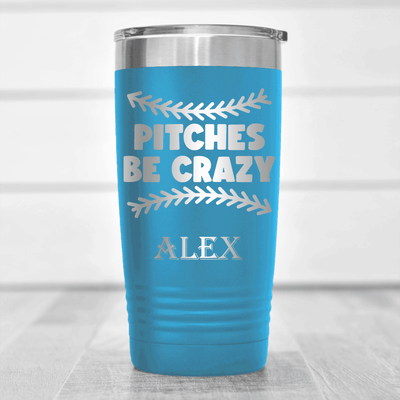 Light Blue Baseball Tumbler With Unpredictable Pitches Design