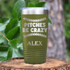 Military Green Baseball Tumbler With Unpredictable Pitches Design