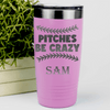 Pink Baseball Tumbler With Unpredictable Pitches Design