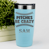 Teal Baseball Tumbler With Unpredictable Pitches Design