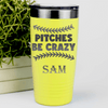 Yellow Baseball Tumbler With Unpredictable Pitches Design